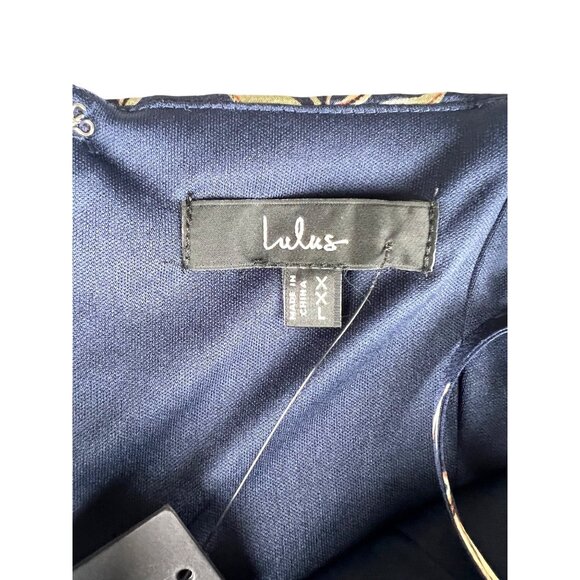 Lulus My Favorite Day Womens Navy Blue Flora Print Tulipl Wrap Midi Dress XXL - Picture 7 of 15